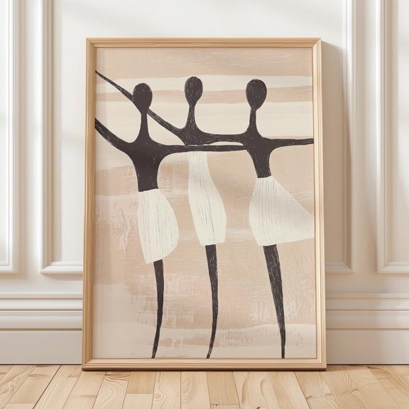 Elegant Dancing Silhouettes Abstract Poster UNFRAMED PAPER POSTER, Home Decor