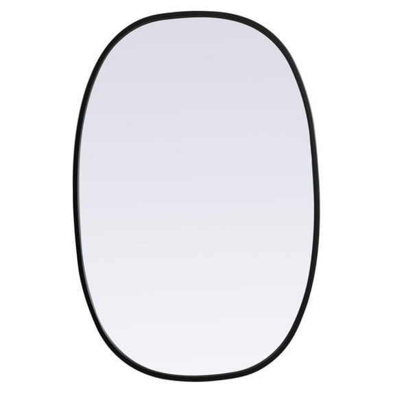 Elegant Decor Metal Frame Oval Mirror 20x30 Inch in Black