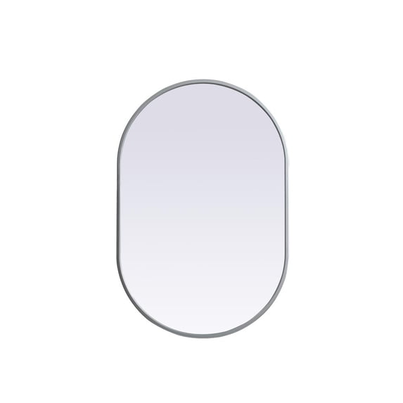 Elegant Decor Metal Frame Oval Mirror 20x30 Inch in Silver