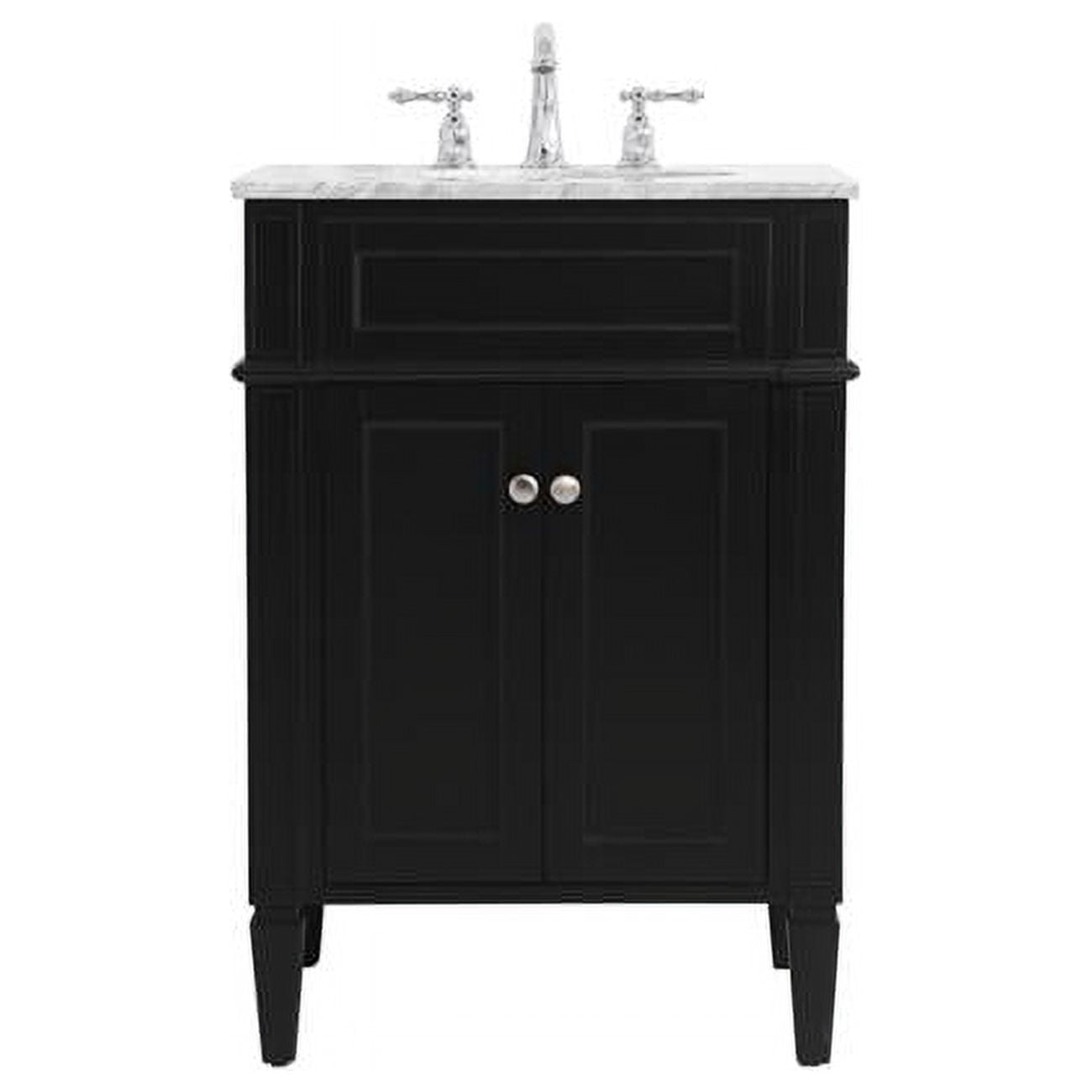 Black 24" Single Sink Vanity with Carrara Marble Top