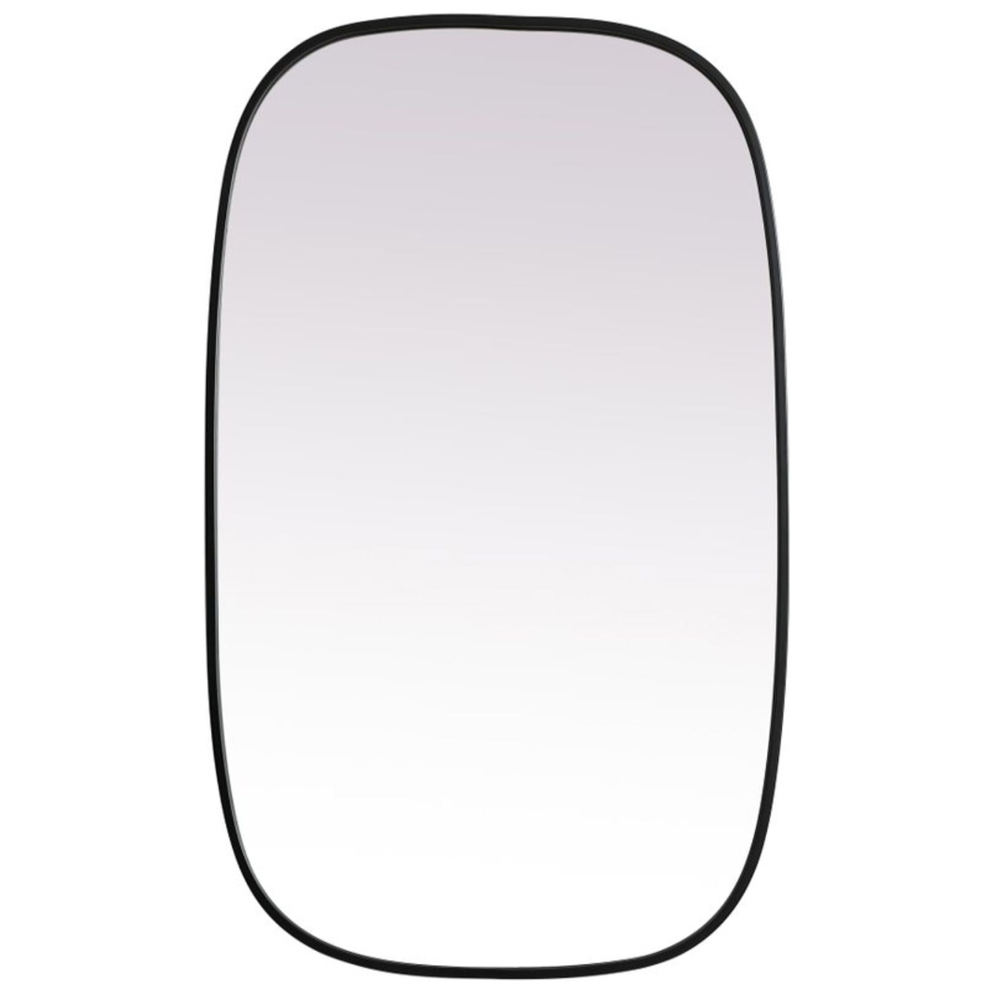 Black Metal Frame Oval Wall Mirror 24 x 40 Inch