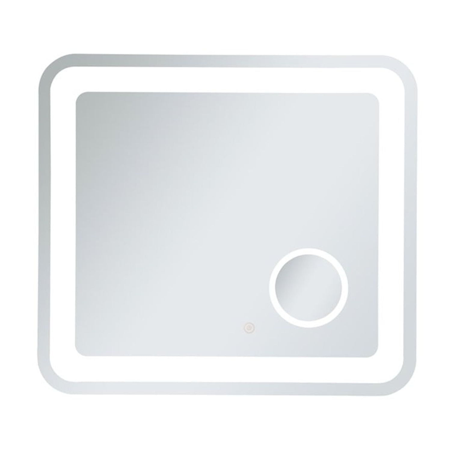Glossy White 27x30 LED Mirror with Magnifier and Dimmer