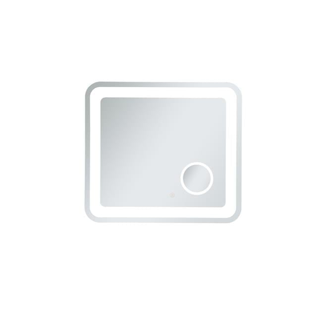 Glossy White 27x30 LED Mirror with Magnifier and Dimmer