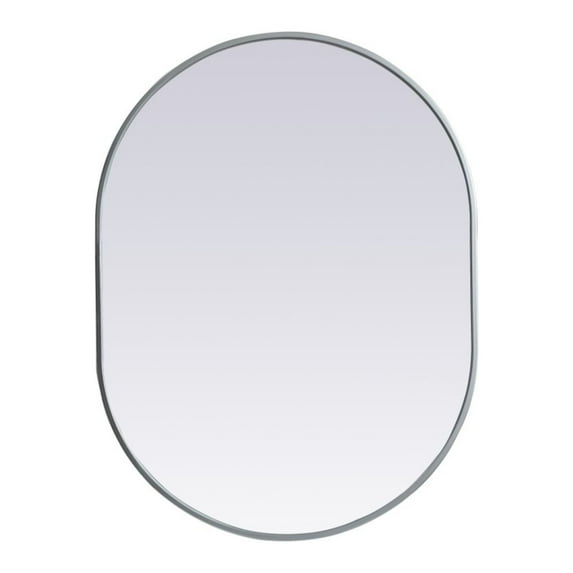 Elegant Decor Metal Frame Oval Mirror 27x36 Inch in Silver