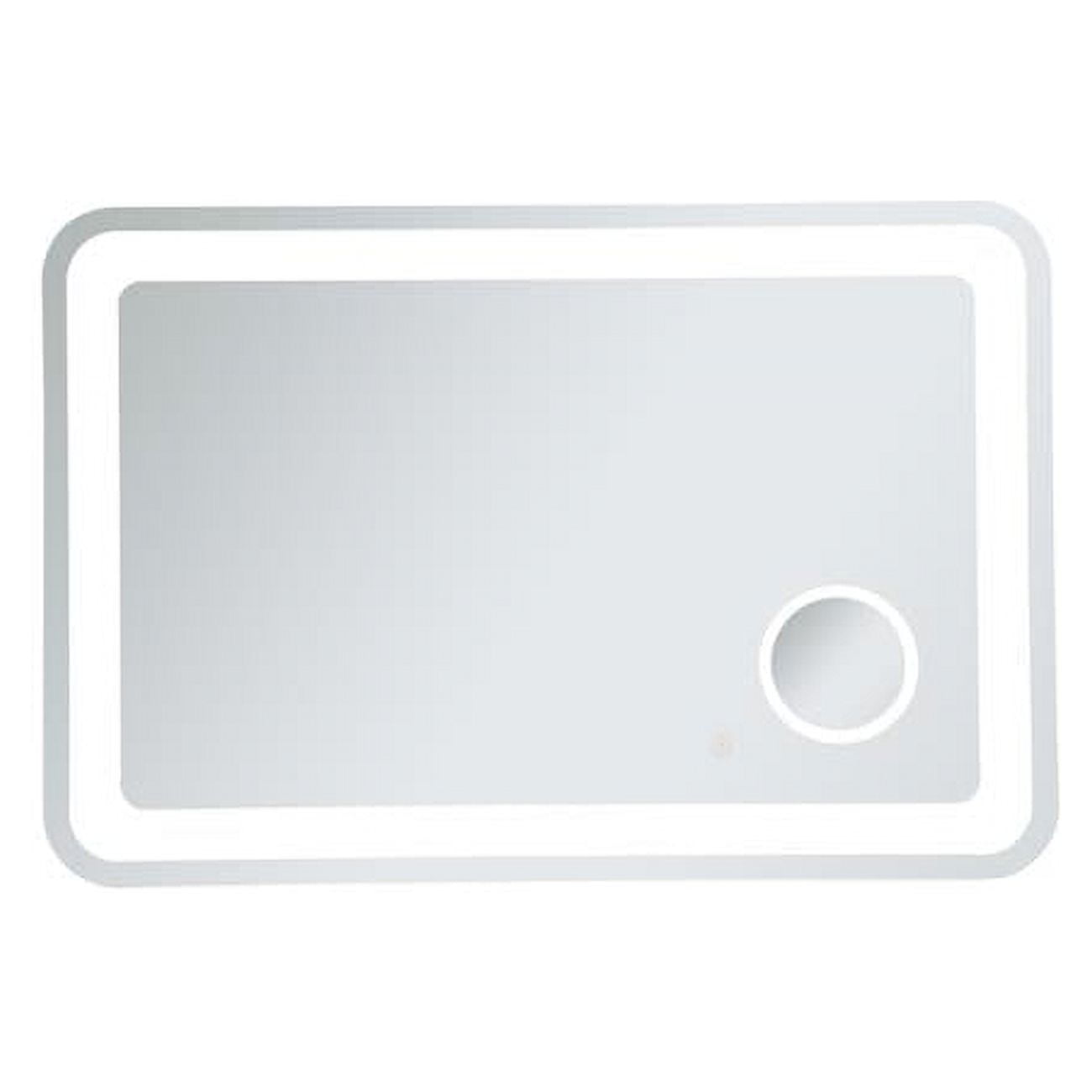 Glossy White LED Bathroom Mirror with Magnifier and Touch Sensor