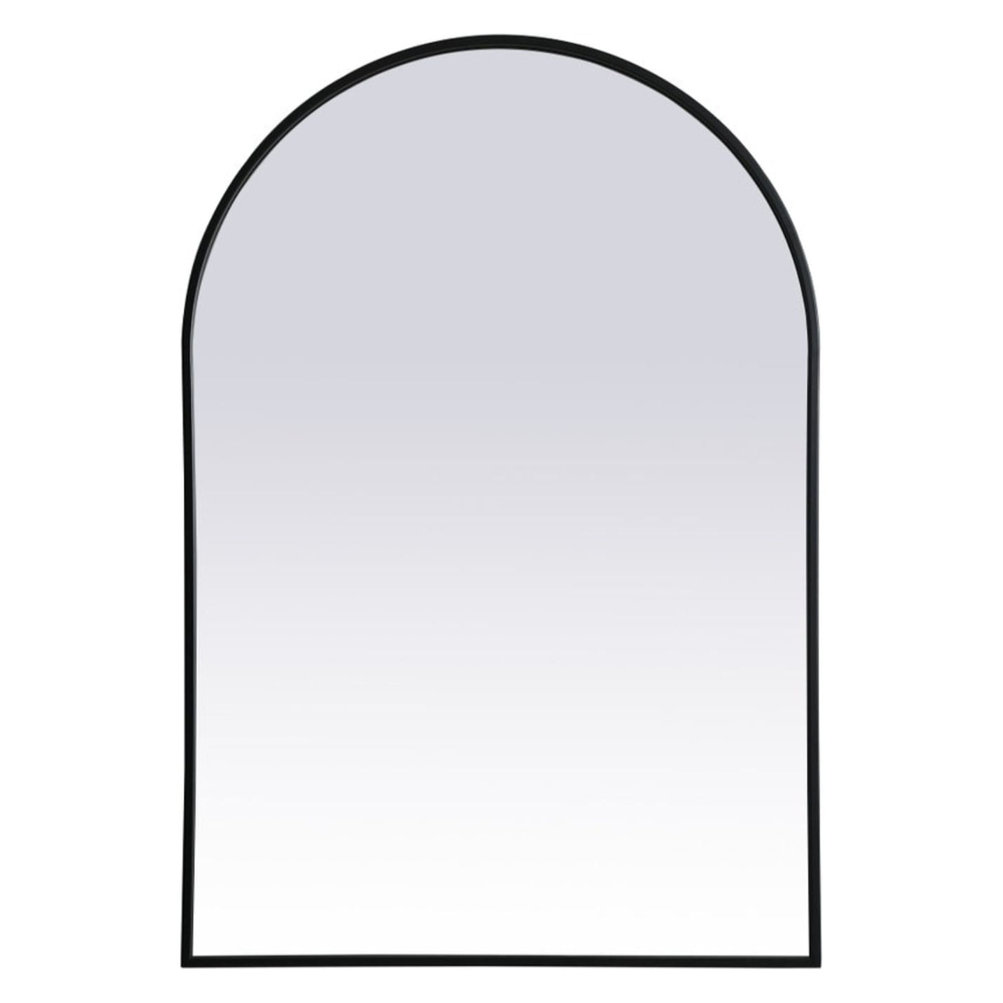 Black Metal Arch Wall Mirror with Vertical Mount