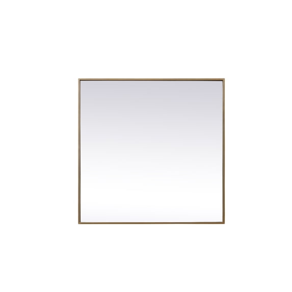 Metal Frame Square Mirror 30 inch in Brass