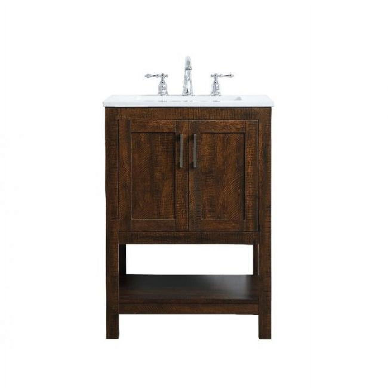 Espresso 30" Single Traditional Bathroom Vanity with Quartz Top