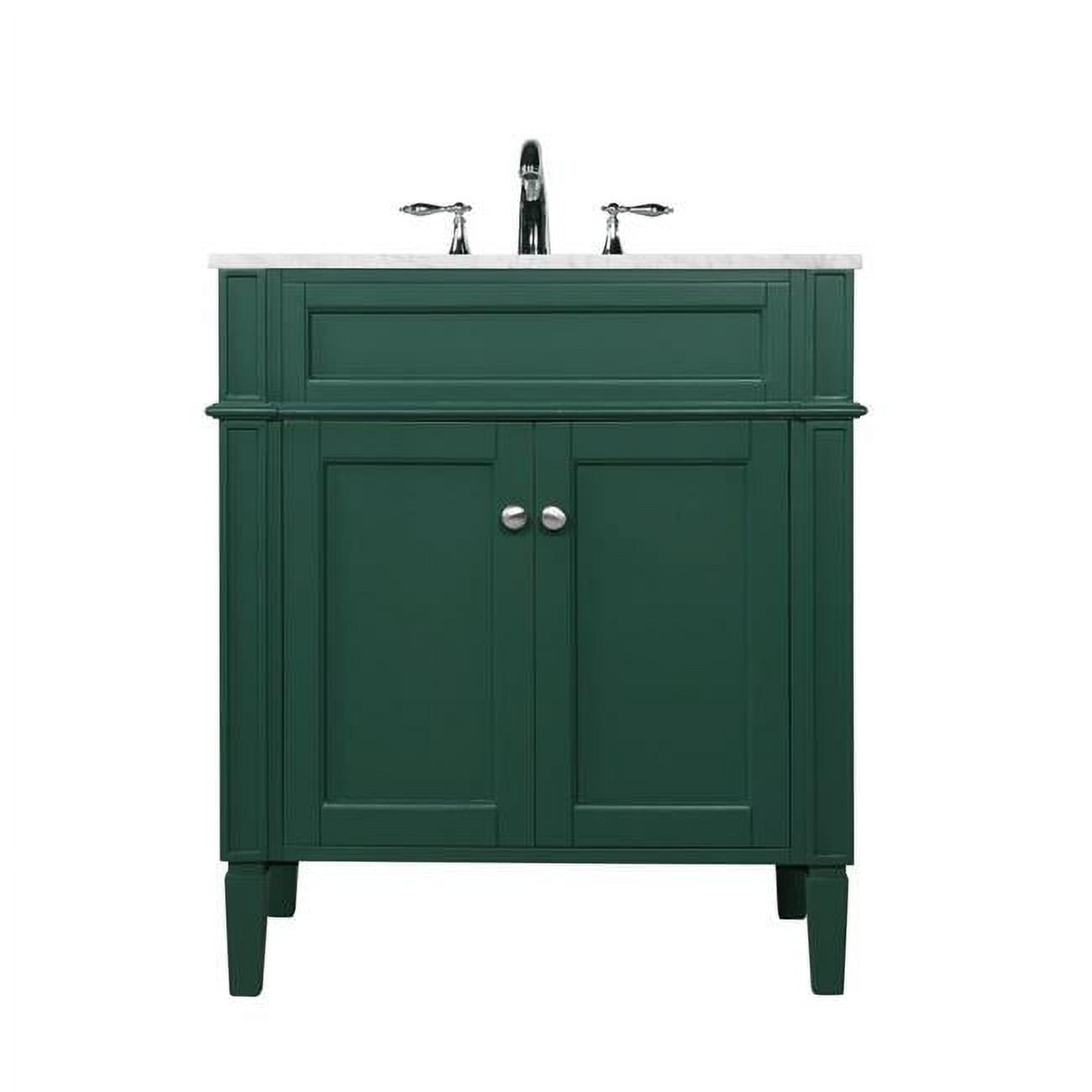 Green Metal MDF Marble Single Bathroom Vanity with Porcelain Sink