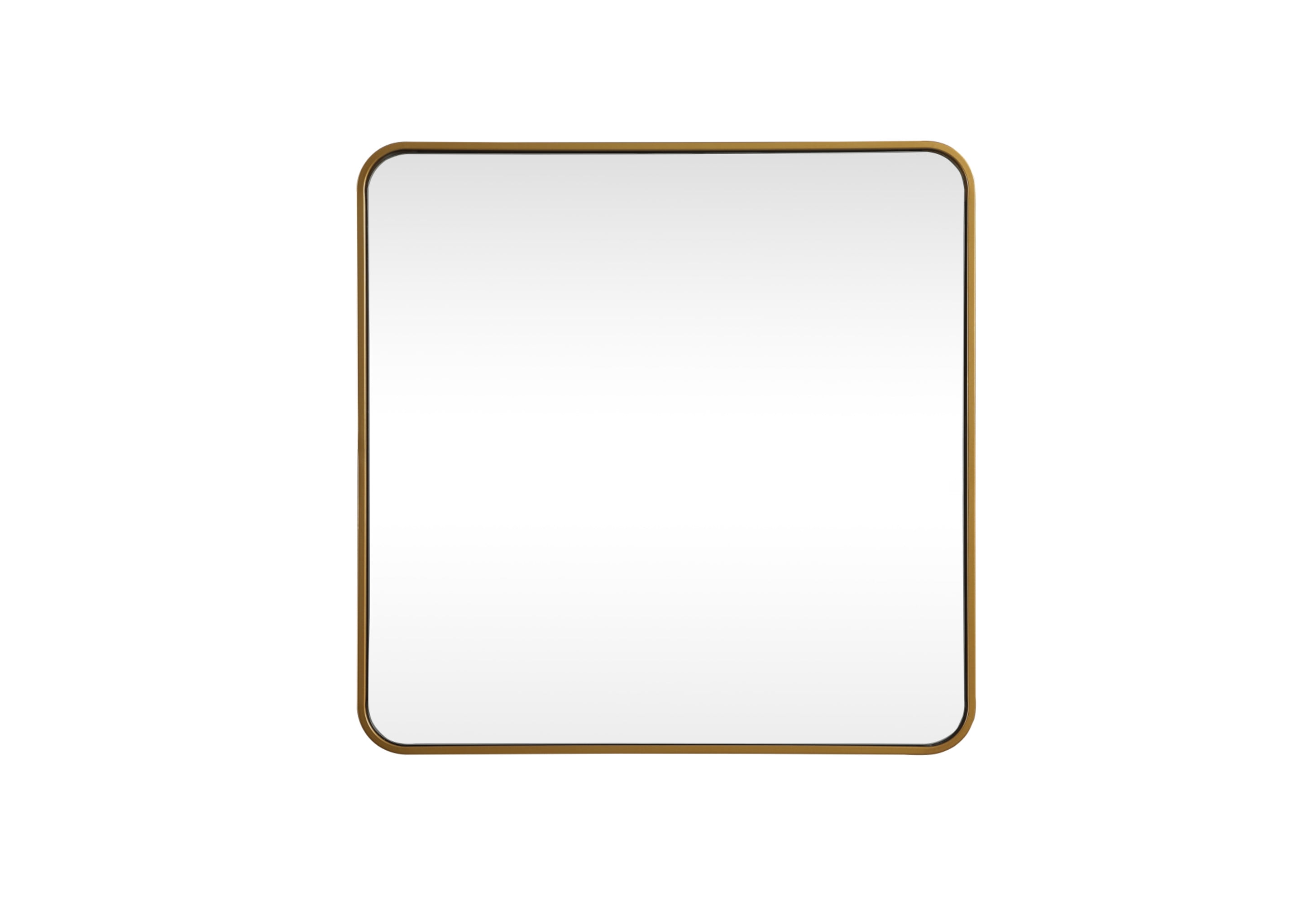 Brass Finish Square Metal Wall Mirror 30x30 Inch