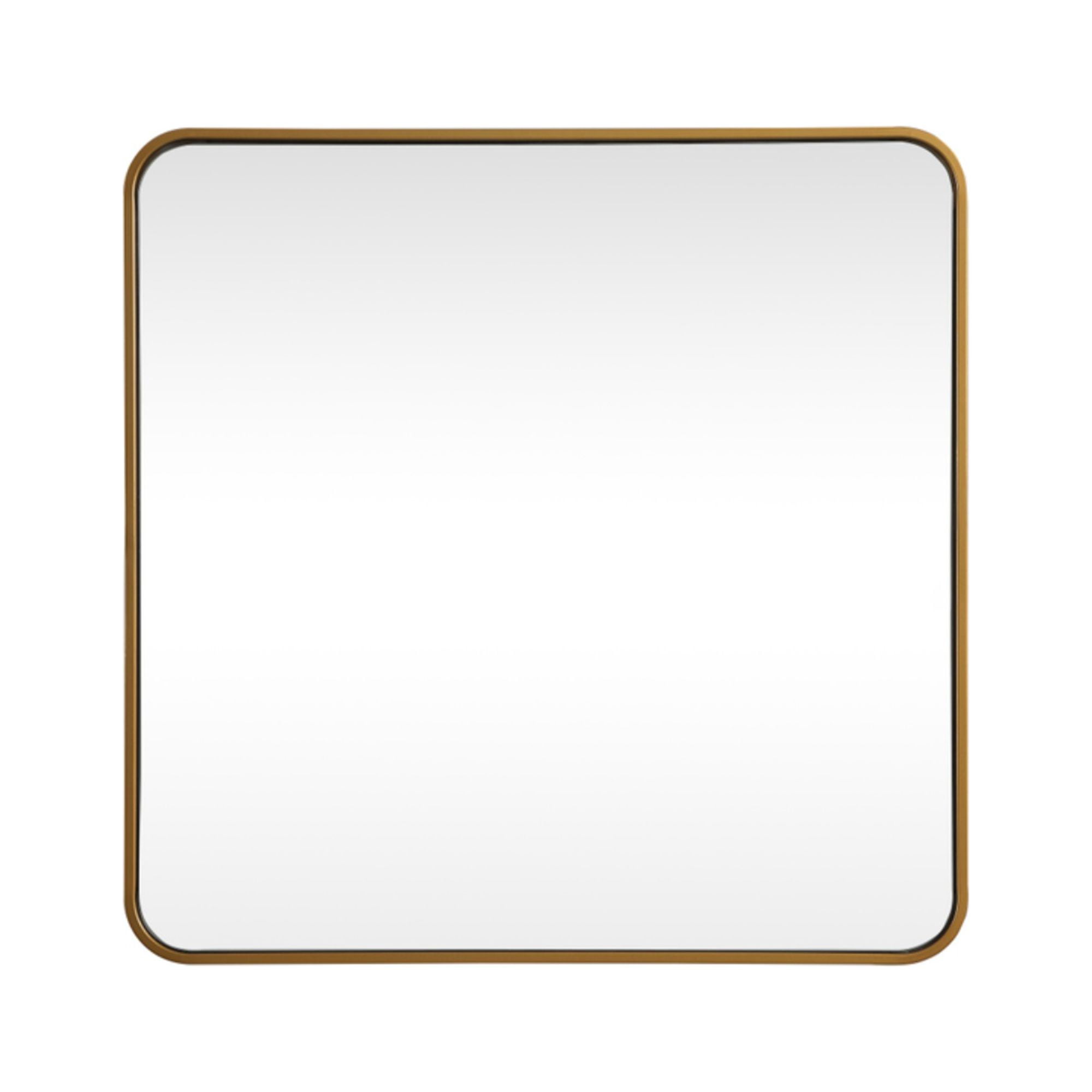 Brass Finish Square Metal Wall Mirror 30x30 Inch