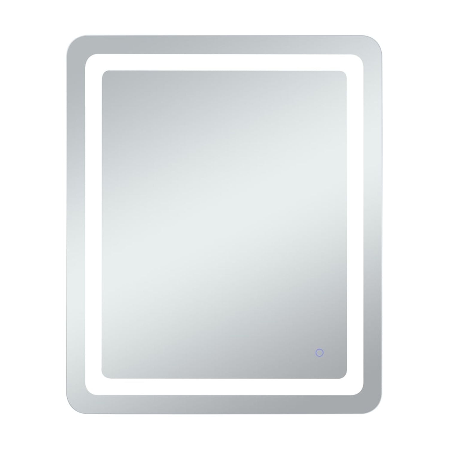 Glossy White Rectangular LED Bathroom Vanity Mirror with Silver Frame
