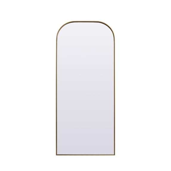 Metal Frame Arch Full Length Mirror 32x76 Inch in Brass