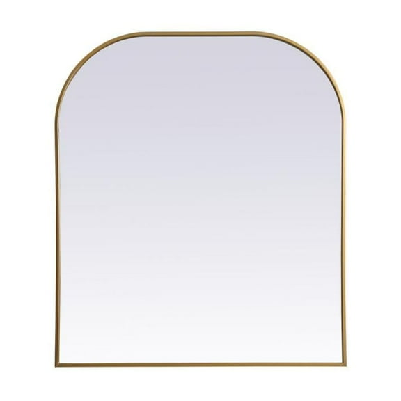 Elegant Decor Metal Frame Arch Mirror 36x34 Inch in Brass