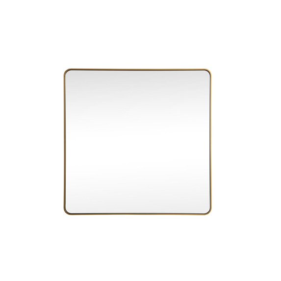 Elegant Decor Soft corner metal square mirror 42x42 inch in Brass