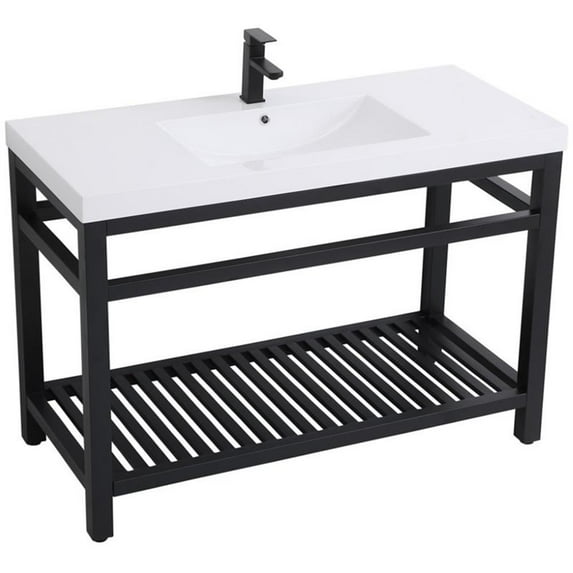 Elegant Kitchen and Bath 48 inch Single Bathroom Metal Vanity in Black