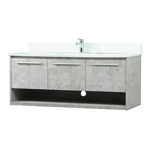 Elegant Decor 48 inch single bathroom vanity in concrete grey with backsplash