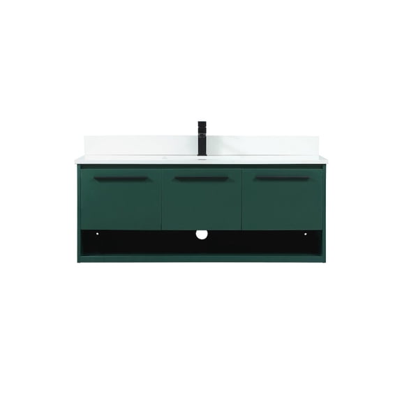48 inch single bathroom vanity in green with backsplash