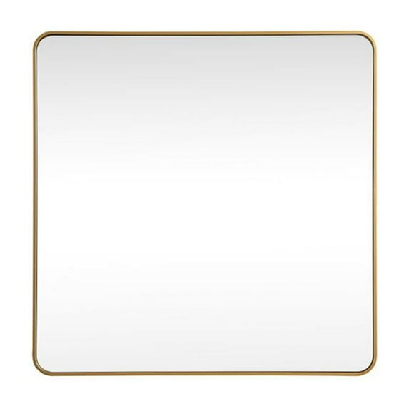 Elegant Decor Soft corner metal square mirror 48x48 inch in Brass