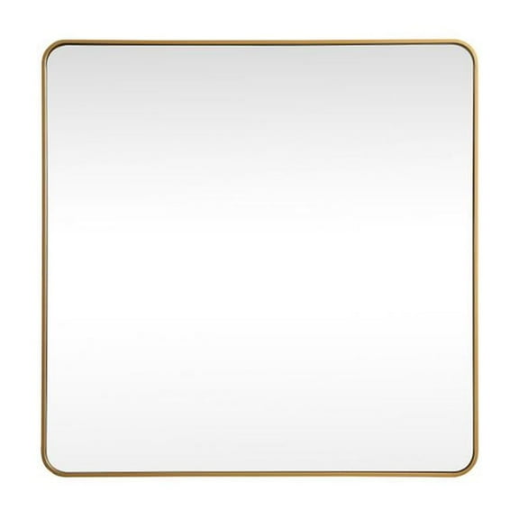 Elegant Decor Soft corner metal square mirror 48x48 inch in Brass