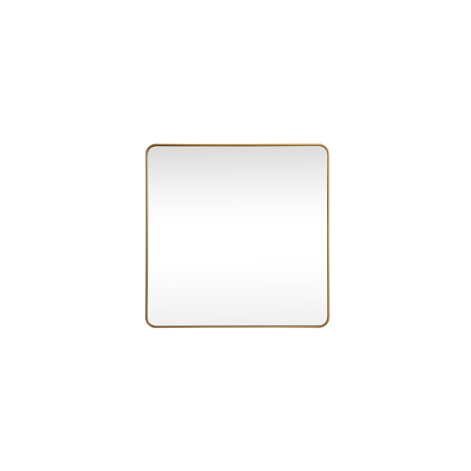 Brass Framed 48" Square Wall Mirror with Rounded Corners