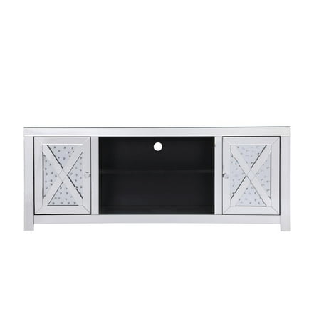 Elegant Decor Modern 2 Door 59" Clear Crystal Mirrored TV Stand