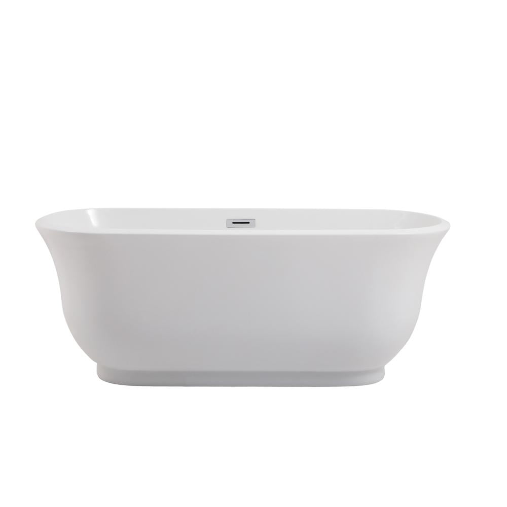 Glossy White 59-Inch Acrylic Freestanding Soaking Bathtub