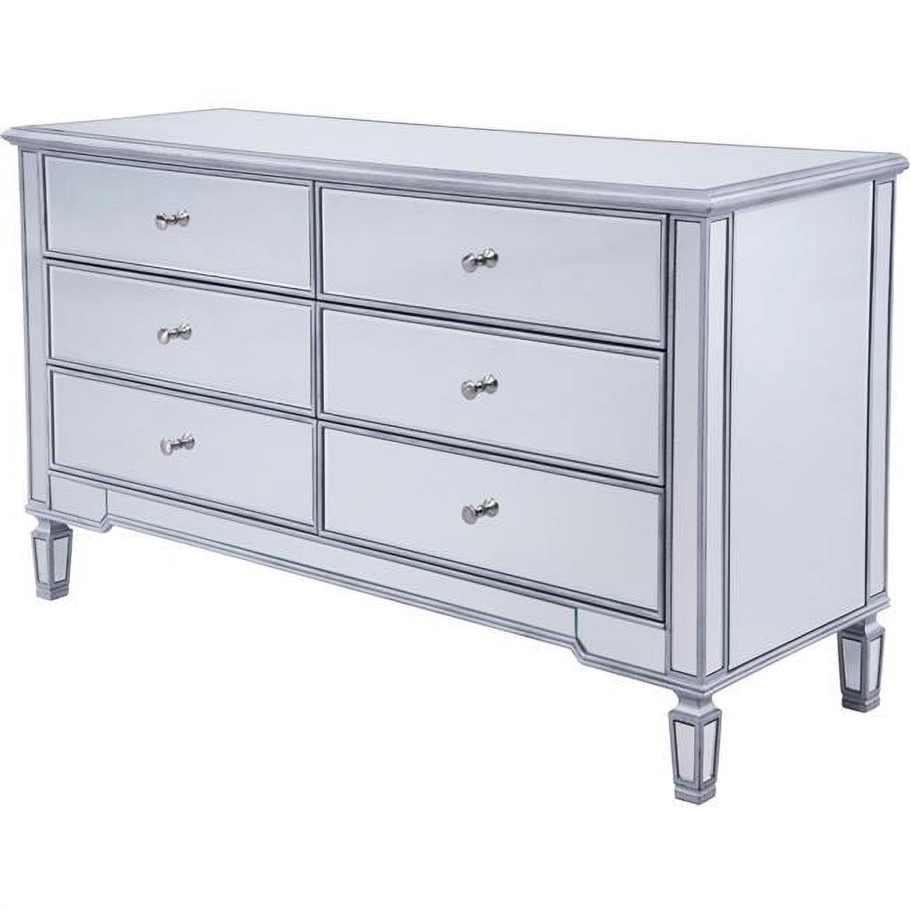 Hand Rubbed Antique Silver Mirrored 6-Drawer Dresser