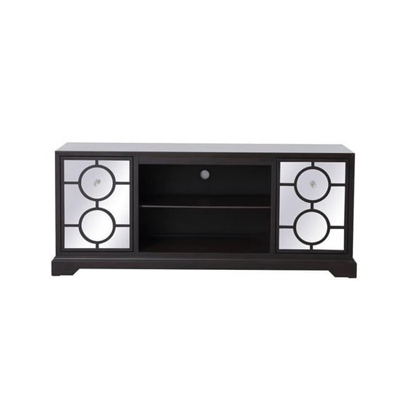 Elegant Decor 60 in. Modern Mirrored TV Cabinet Stand - Dark Walnut