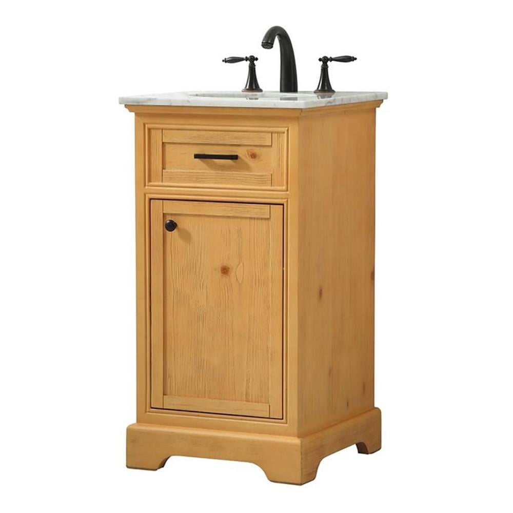 Natural Wood Single Bathroom Vanity with Marble Top