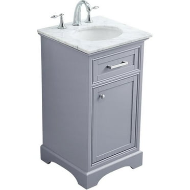 Elegant Decor Americana 19" Single Marble Top Bathroom Vanity in Light Gray