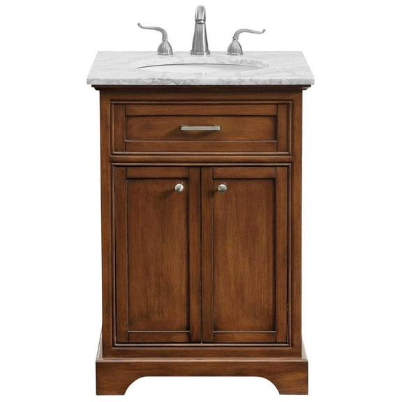 Elegant Decor Americana 24" Wood Single Bathroom Vanity in Brown Teak