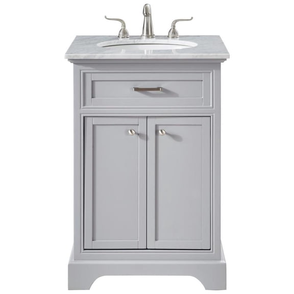 Elegant Decor Americana 24" Wood Single Bathroom Vanity in Light Gray