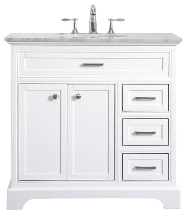 Americana 36" White Marble Top Single Bathroom Vanity