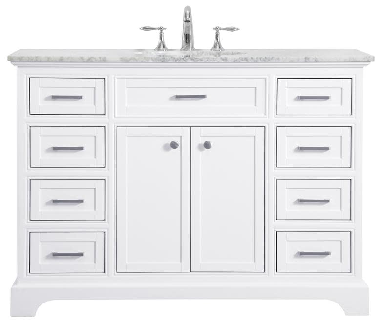 Americana 48" White Wood Single Bathroom Vanity with Marble Top