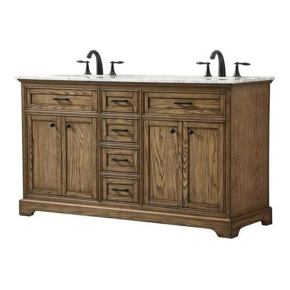 60 inch double bathroom vanity in driftwood