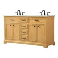 thumbnail image 1 of 60 inch double bathroom vanity in natural wood, 1 of 8