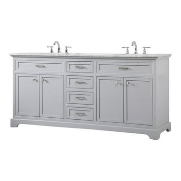 Elegant Decor Americana 72" Metal MDF Marble Double Bathroom Vanity in Gray