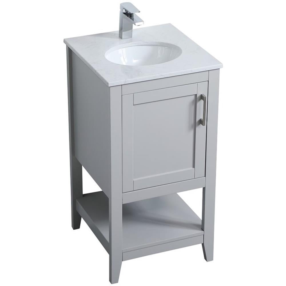 Gray 18" Single Bathroom Vanity with Quartz Top