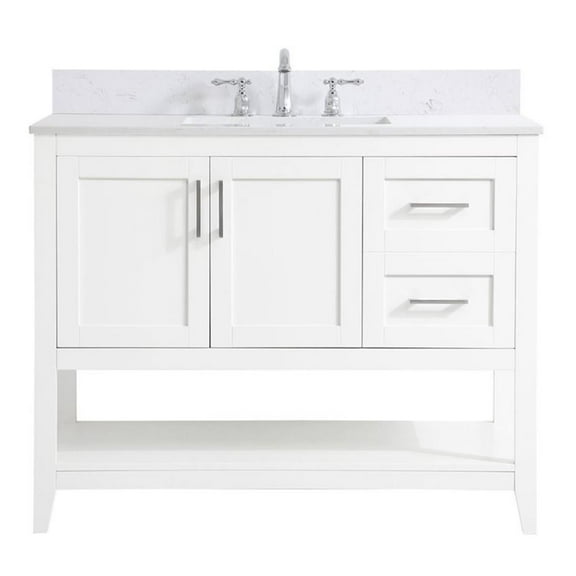 Elegant Decor Aubrey 42" Solid Wood Single Bathroom Vanity w/ Backsplash - White