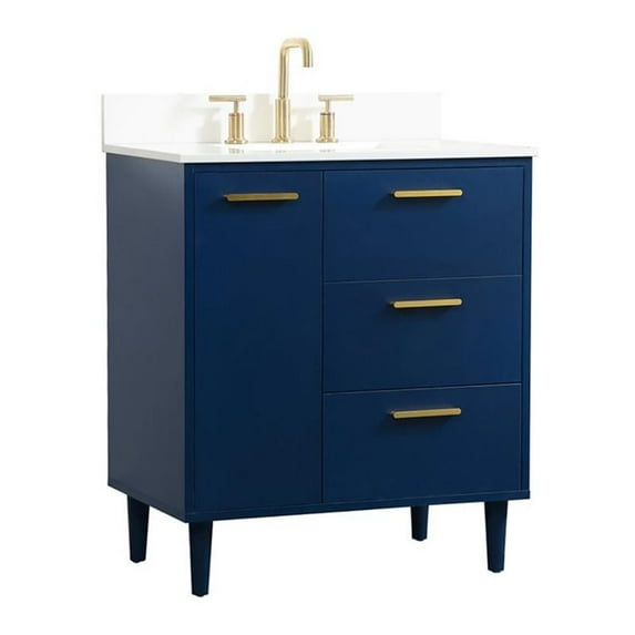 30 inch bathroom vanity in Blue with backsplash