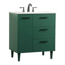 Elegant Decor Baldwin 30" Solid Wood and MDF Bathroom Vanity in Green