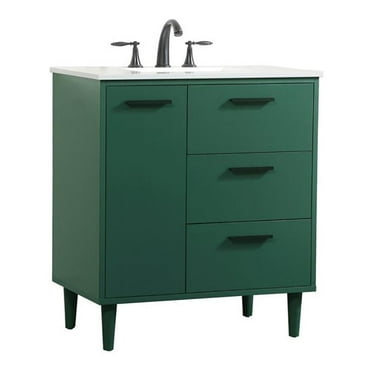 Elegant Decor Baldwin 30" Solid Wood and MDF Bathroom Vanity in Green