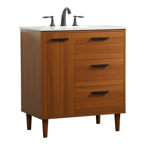 30 inch bathroom vanity in Teak