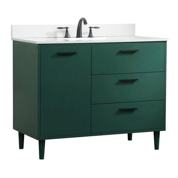 42 inch bathroom vanity in Green with backsplash