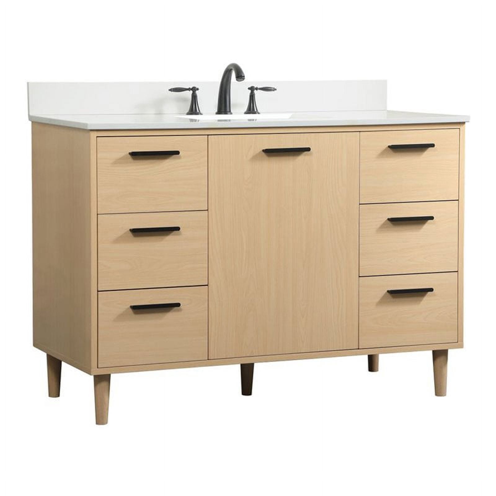 Elegant Decor Baldwin 48" Solid Wood Bathroom Vanity with Backsplash in ...