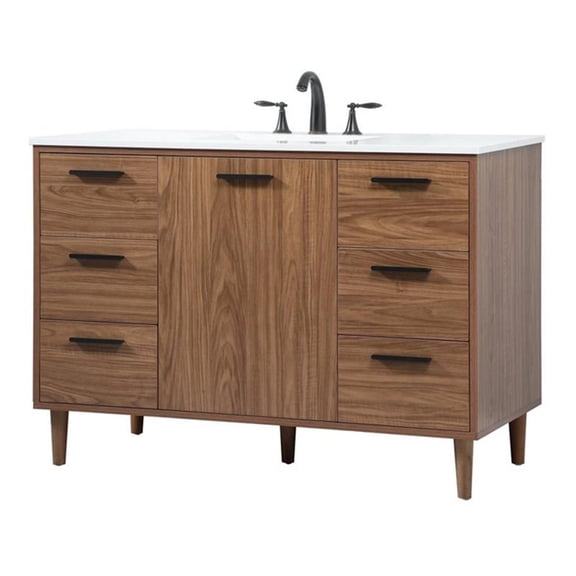 48 inch single bathroom vanity in walnut brown