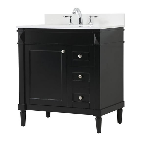 Elegant Kitchen and Bath 32 inch Single bathroom vanity in black with backsplash