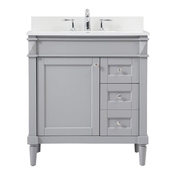 Elegant Decor Bennett 32" MDF Single Bathroom Vanity with Backsplash in Gray