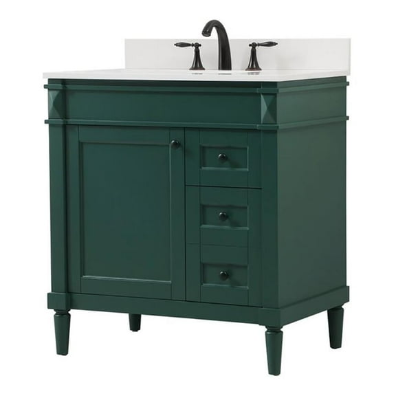 Elegant Kitchen and Bath 32 inch Single bathroom vanity in green with backsplash